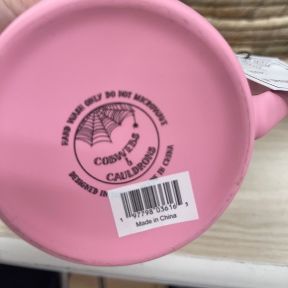 Pink Halloween Cherry Jack o’lanterns Smooth Matte Soft Touch Mug NWT HTF - Picture 4 of 4